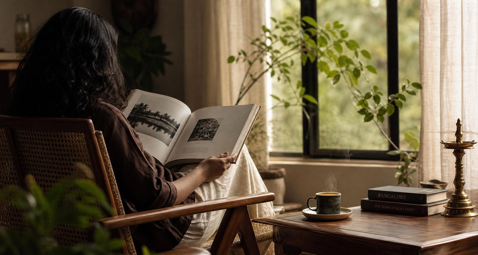 A Stacked Stone book held in morning light